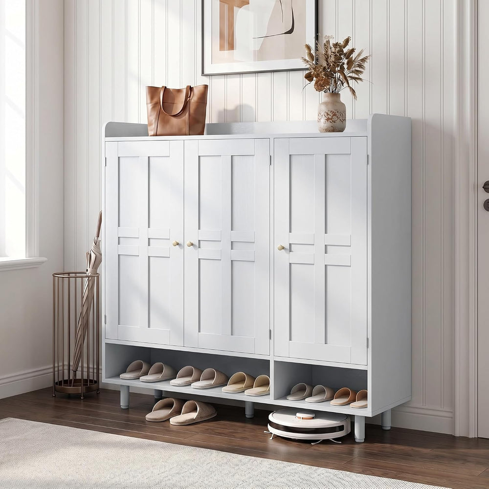 Miereirl 6-Tier 3 Doors Shoe Storage Cabinet, 45" Tall Entryway Shoe Sto...