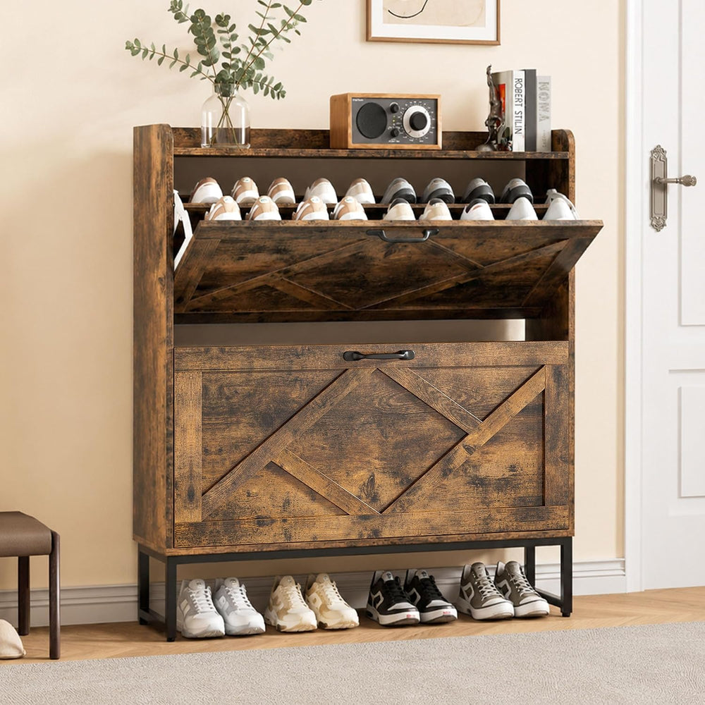 Nicetree Shoe Cabinet Storage for Entryway, Slim Shoe Storage Cabinet with 2 ...