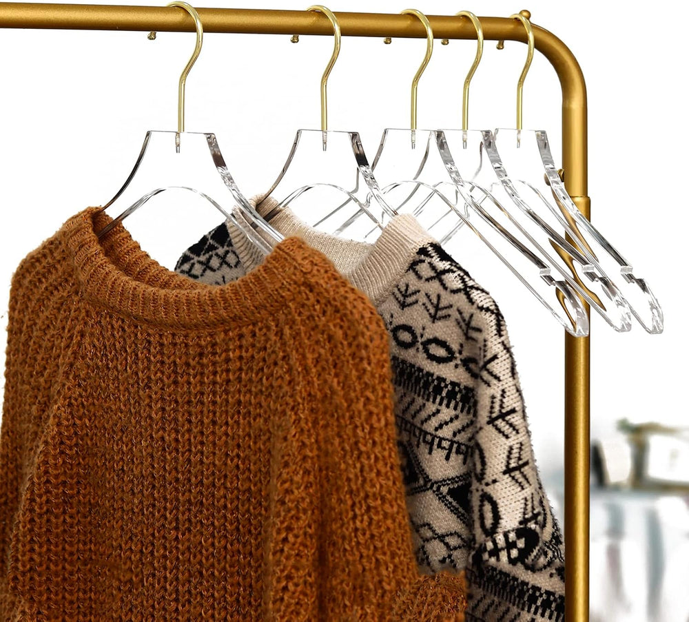 Besser 15 Pack Acrylic Hangers with Gold,Acrylic Clear Hanger,Premium Crystal...