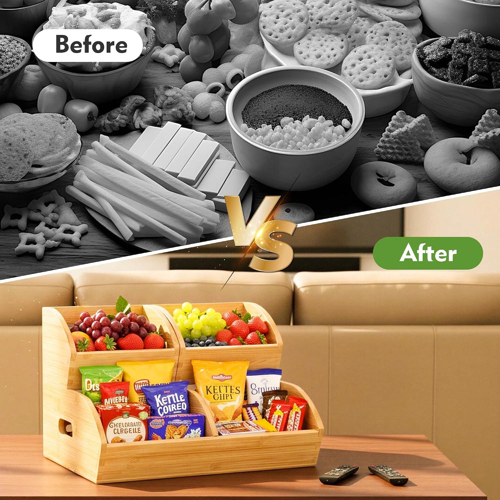 Stackable Bamboo Produce Storage Bin with Ventilation & Handles