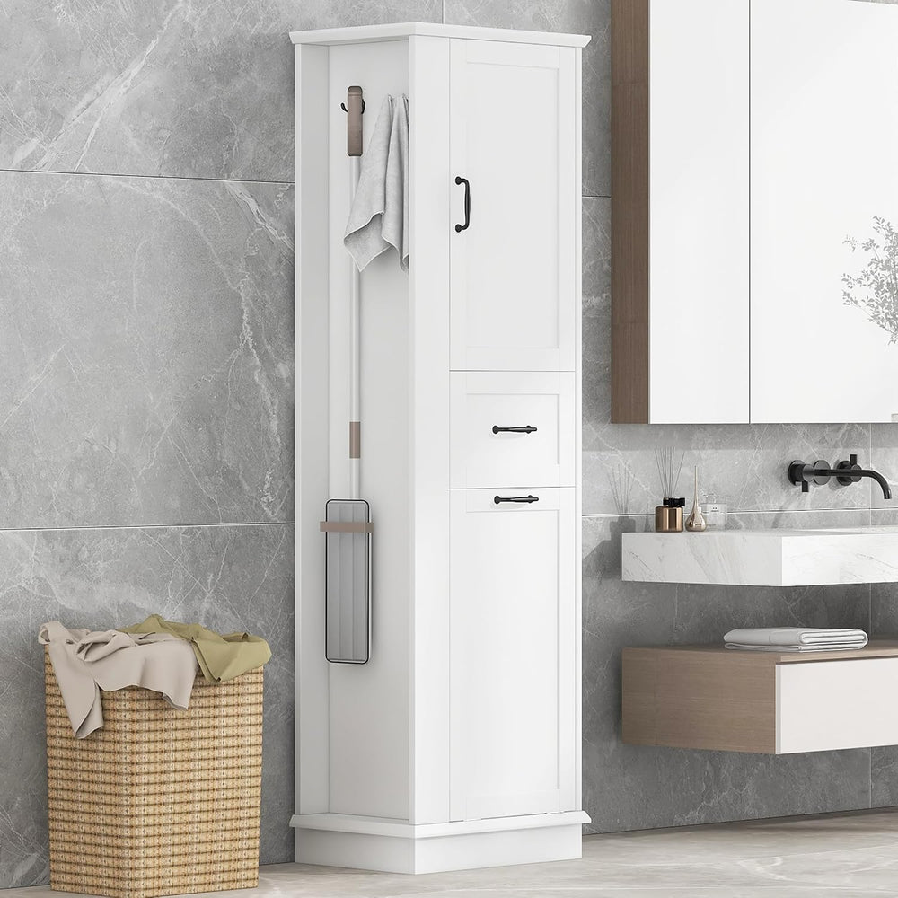 LUMISOL Tall Tilt-Out Laundry Cabinet, Narrow Bathroom Storage Cabinet with H...