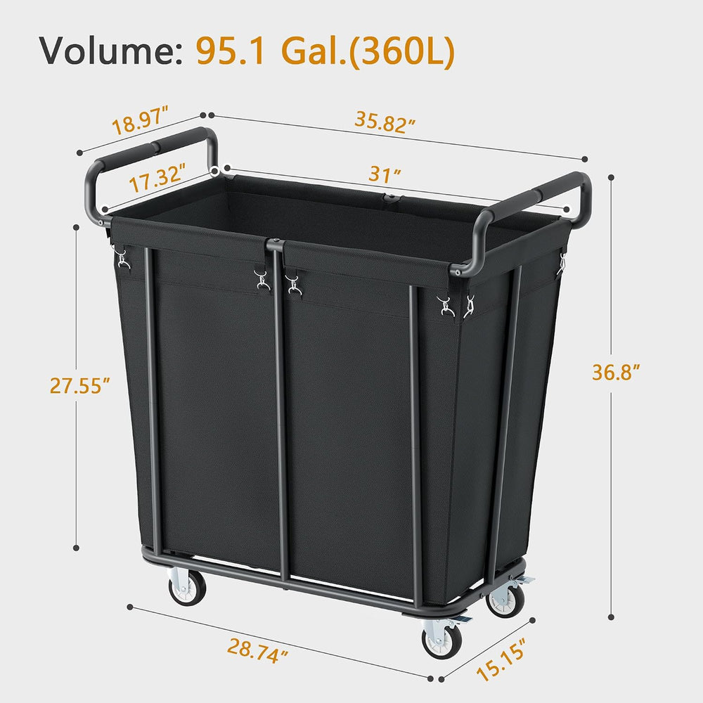Gewudraw Extra Large Laundry Hamper with Wheels, Heavy Duty Hamper, 360L