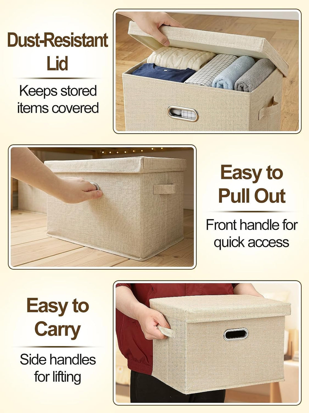 MADHOLLY 4Pcs 27qt Fabric Under Bed Storage Bins with Lids for Dorm Room
