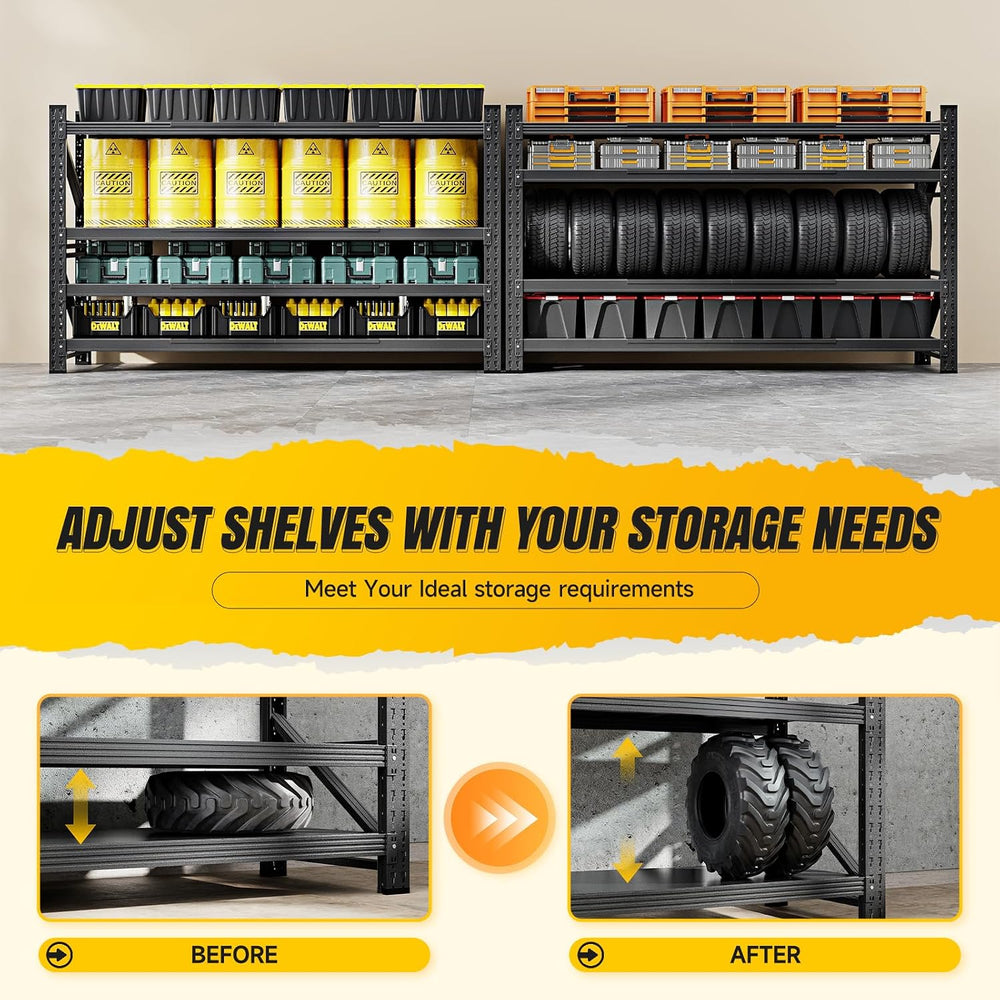 MIIIKO 75" W Metal Garage Storage Shelving Unit,9000LBS Heavy Duty Stora...