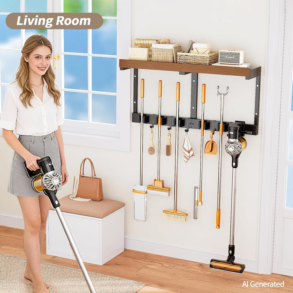 Broom and Mop Organizer Wall Hanging, Broom Hanger Holder Wall Mount