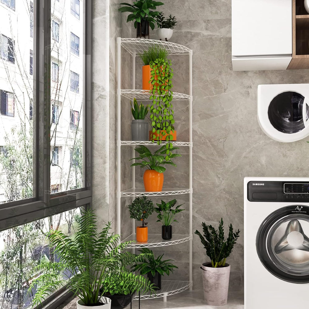 NSF 6-Tier Metal Corner Shelf Wire Shelving Unit - 420 lbs Capacity, Adjustab...