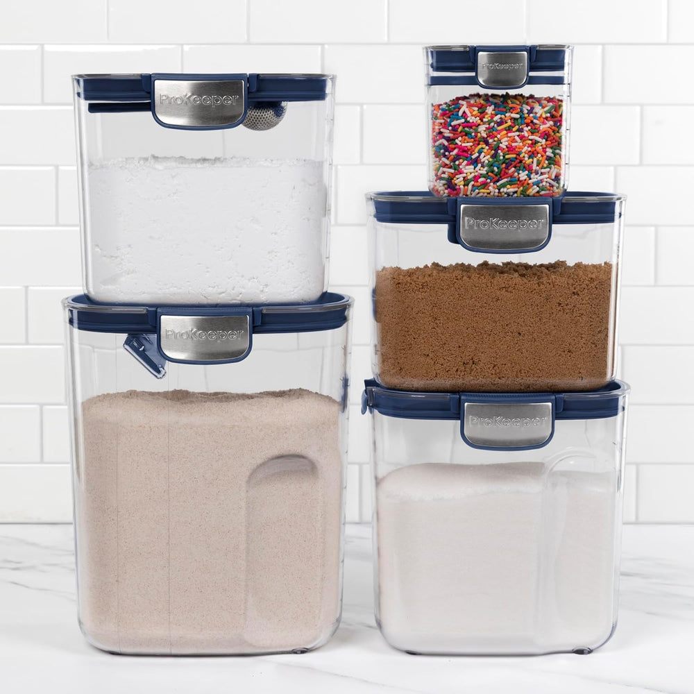ProKeeper+ Airtight Food Storage Container Set – Clear Plastic Flour and Suga...