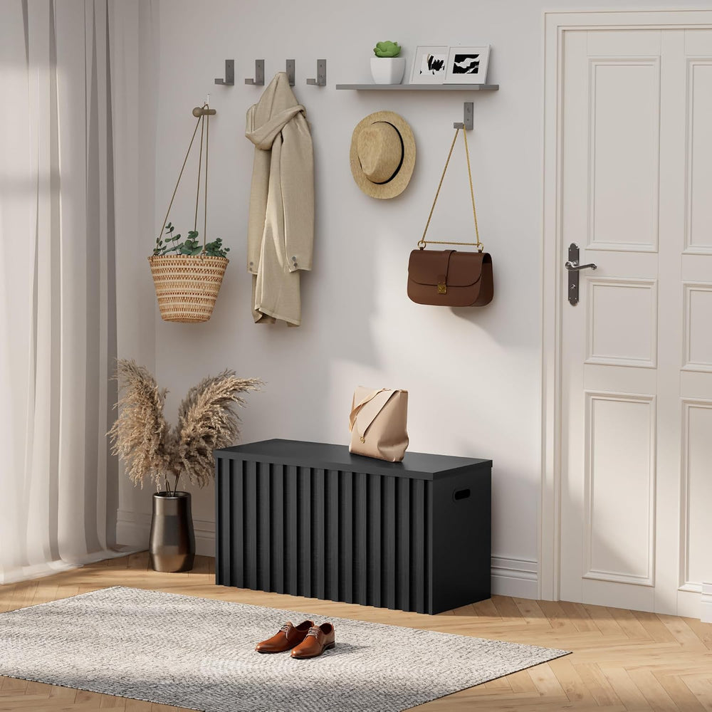 UEV Storage Bench,39.4" Wood Box, Storage Trunk with 2 Safety Hinges, Ot...