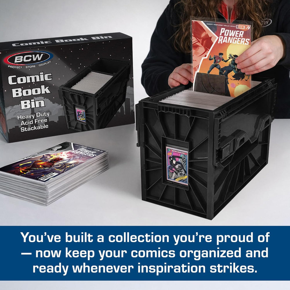 BCW Short Comic Book Bin, Holds 150 Comics Each, Black, 10 Pack