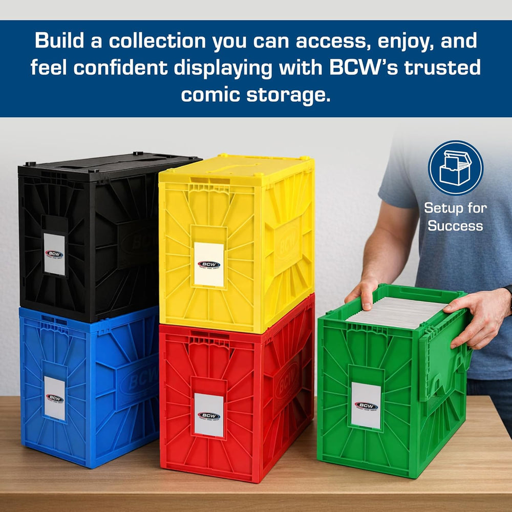 BCW Short Comic Book Bin, Holds 150 Comics Each, Black, 10 Pack