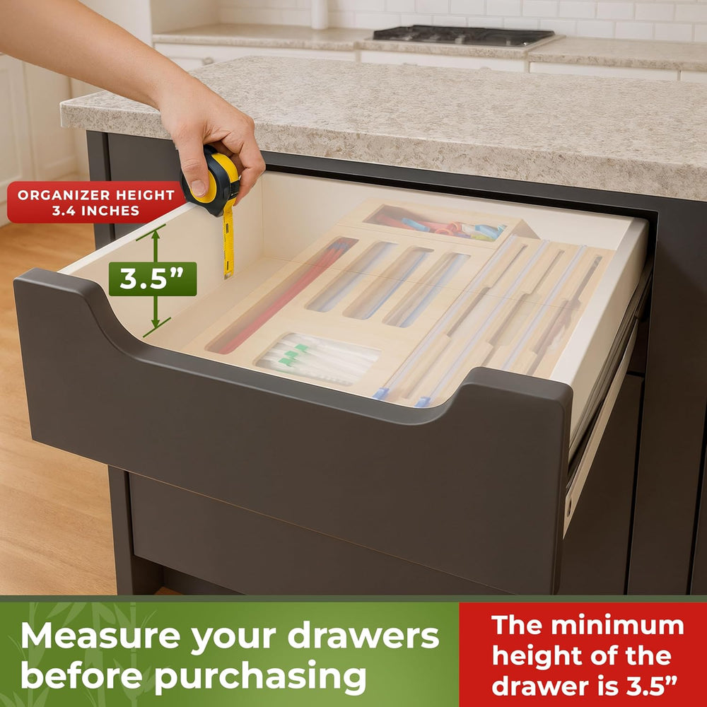 Kitchen Drawer Organizer, 9" 1 Sandwich Storage Bag Organizer & Foil...