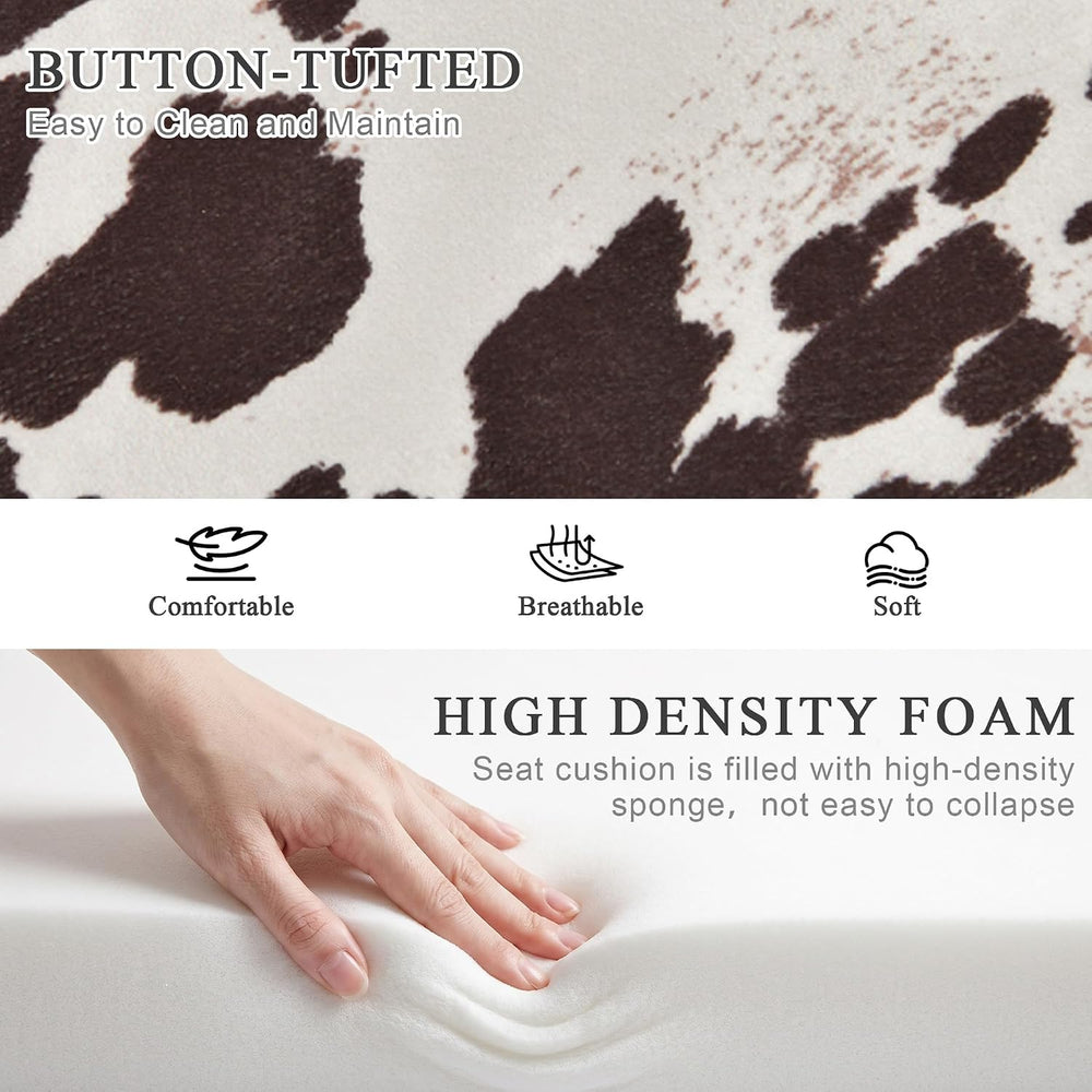 DUHOME Velvet Bench Ottoman, Upholstered Bedroom Benches Cow Print