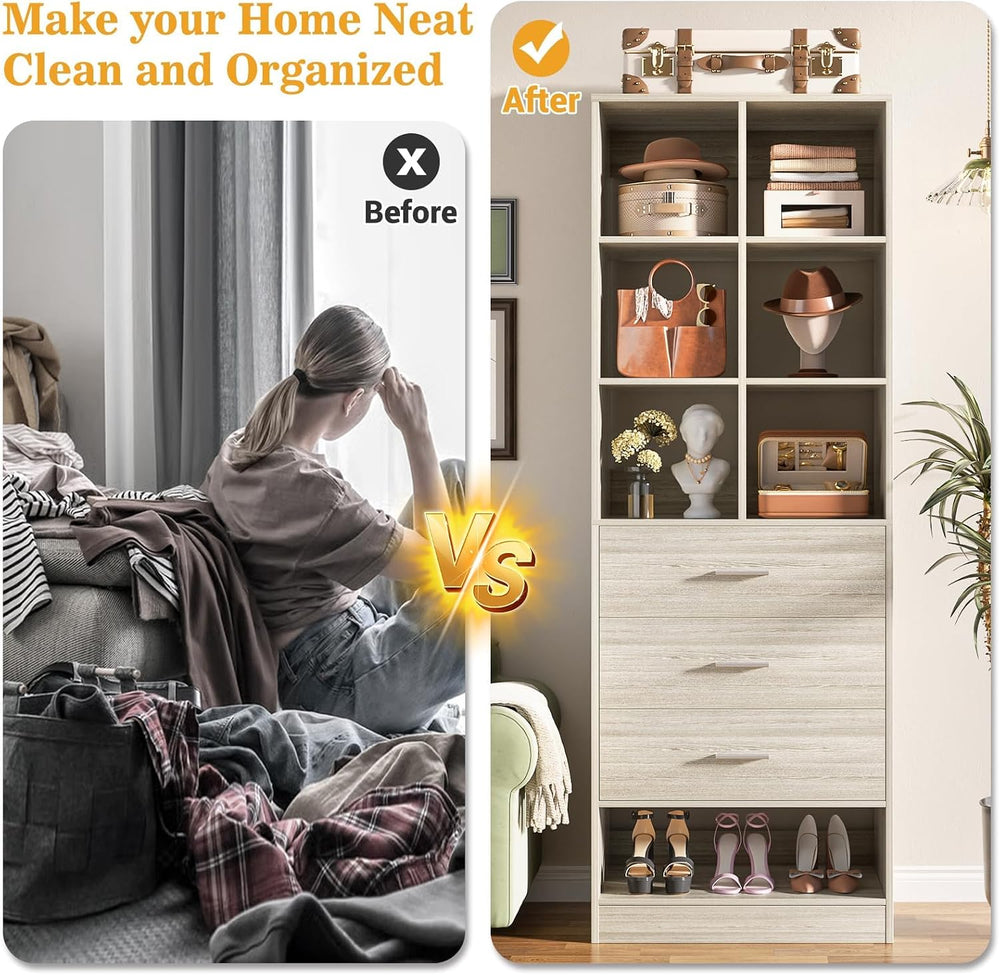 Homieasy Closet System Organizer with 3 Drawers and Partition Storage, Freest...