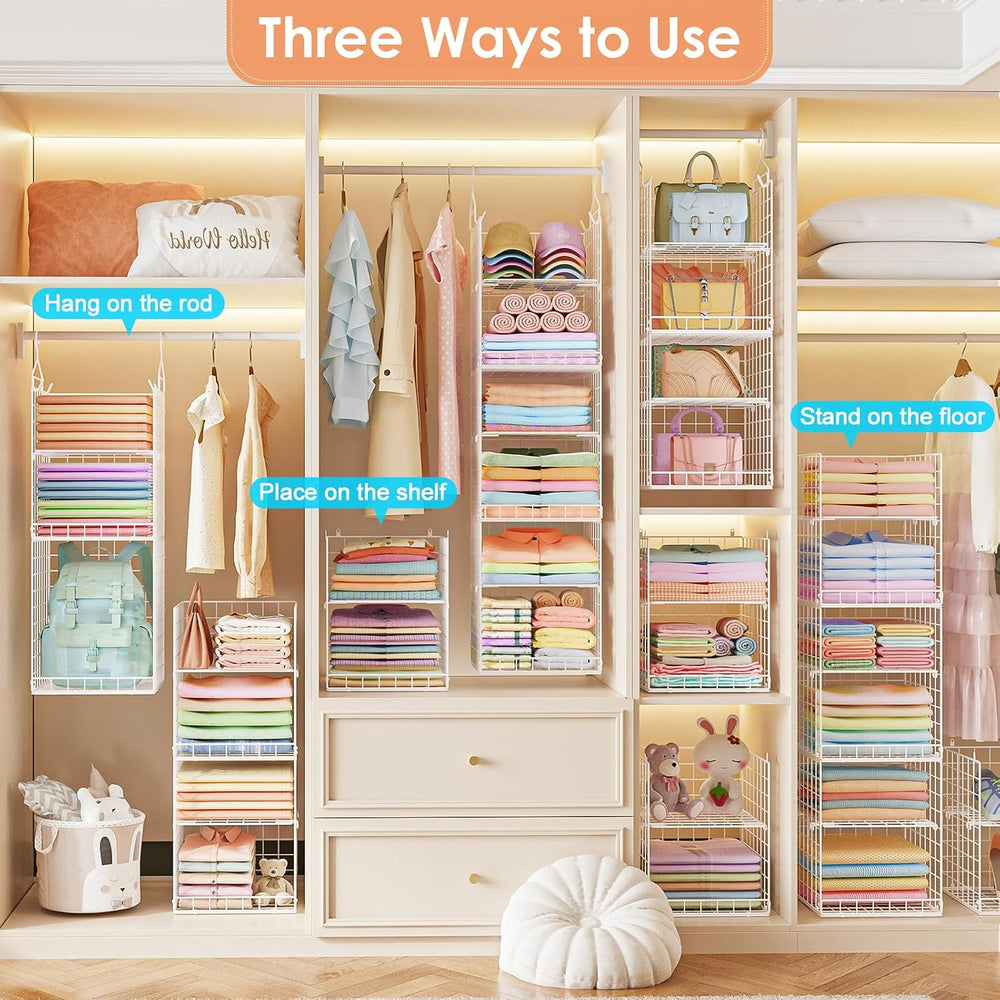Yuyetuyo 6 Tier Raised-Height Hanging Closet Organizer, Stackable Sweater Org...