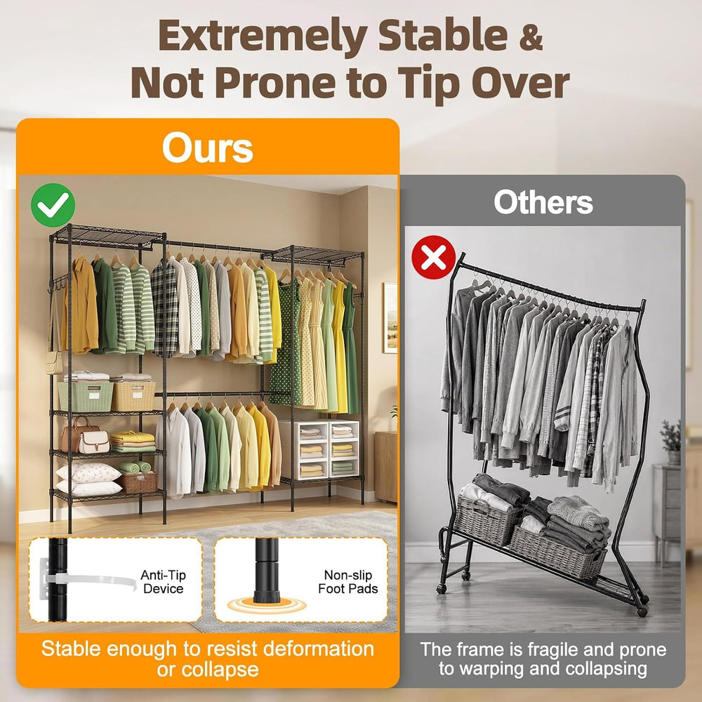 Expandable Clothes Rack, 15.7"D x (70.9"-90.6")W x 76.8"H...