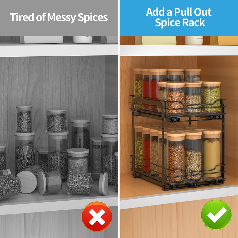 BOIVSHI Spice Rack, Pull Out Spice Racks Organizer for Cabinet, Height Adjust...