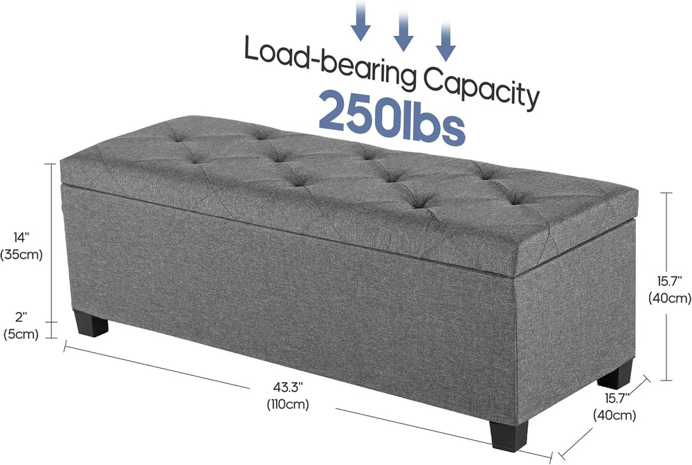 DUMOS Storage Ottoman Bench, 43.3 Inch End of Bed Bench for Living Room