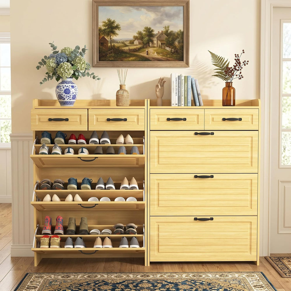 Vibe & Dine Large Shoe Cabinet with 3 Flip Drawers & 2 Storage Drawer...
