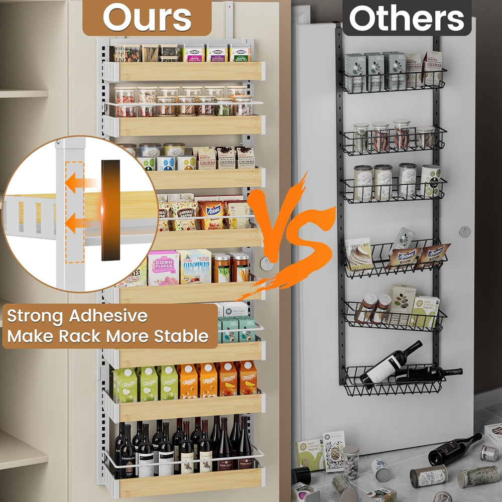 POKIPO 8 Tier Over The Door Pantry Organizer, 2 IN 1 Wall Mount or Hanging Sp...