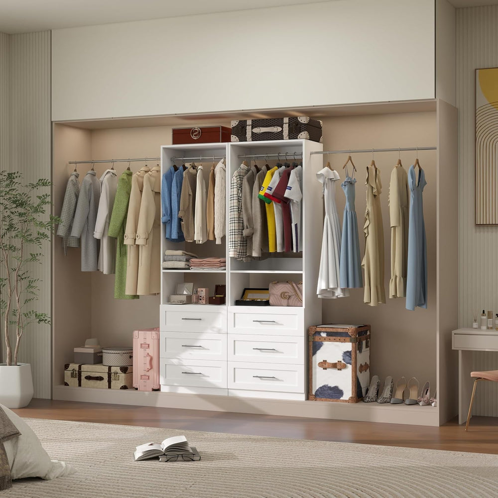 Modular Closet System with 12 Drawers, 8FT-21FT