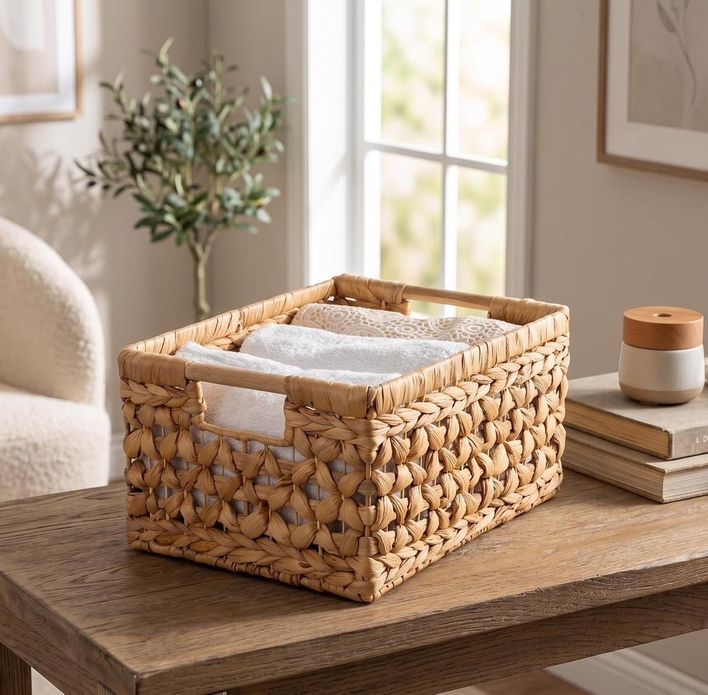NAYA Set of 3M (11.6"x8,9"x6,9") Water Hyacinth Shelf Storage ...