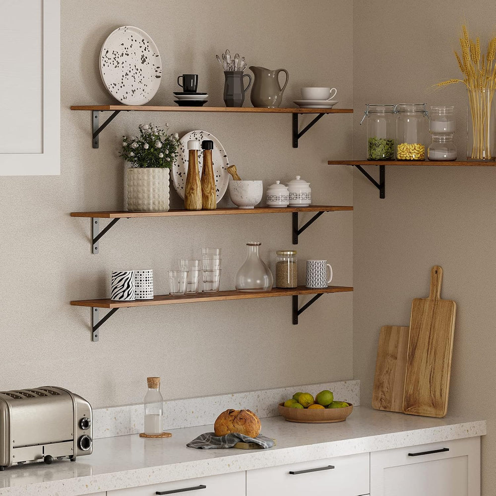 DINZI LVJ Long Wall Shelves, 47.3Inch Wooden Floating Shelves with Brackets