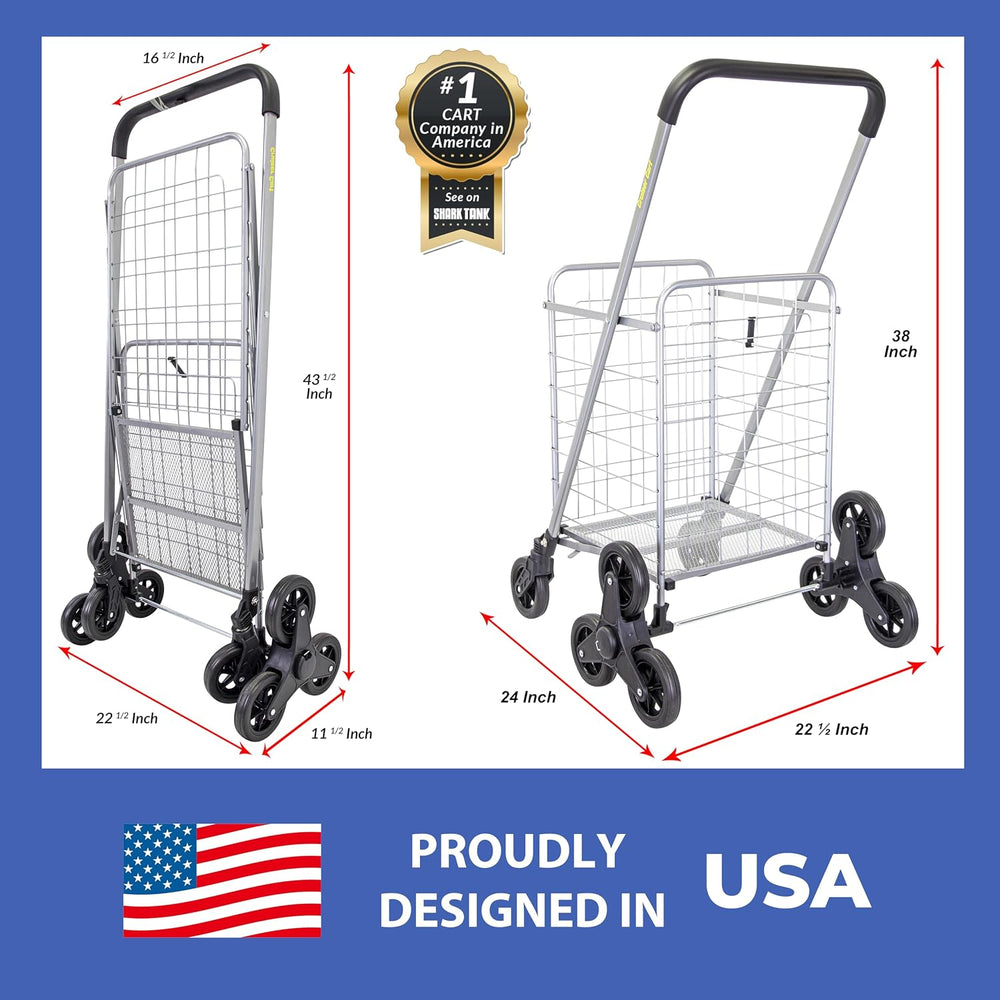 dbest Products Stair Climber Cruiser Cart Shopping Grocery Rolling Folding La...