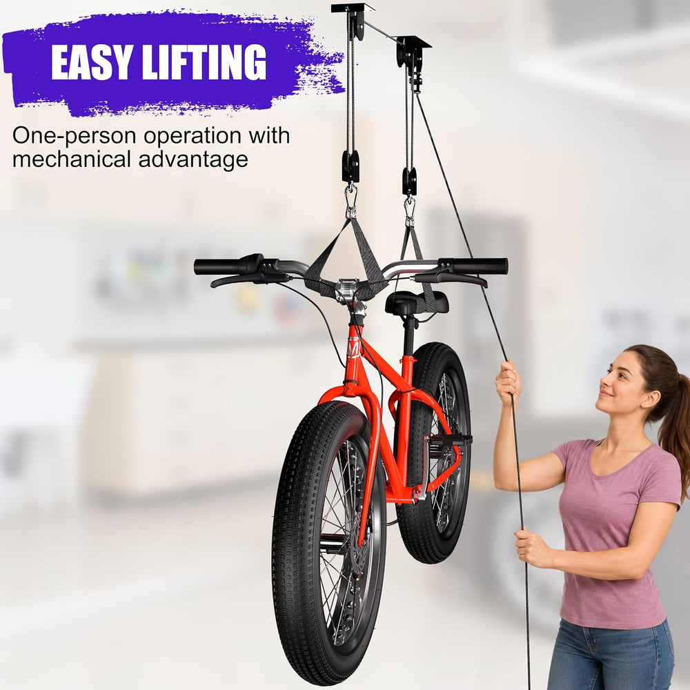 TRUSOON 2-Pack Bike Hoist, Heavy Duty Ebike Pulley System for Garage, 85lb