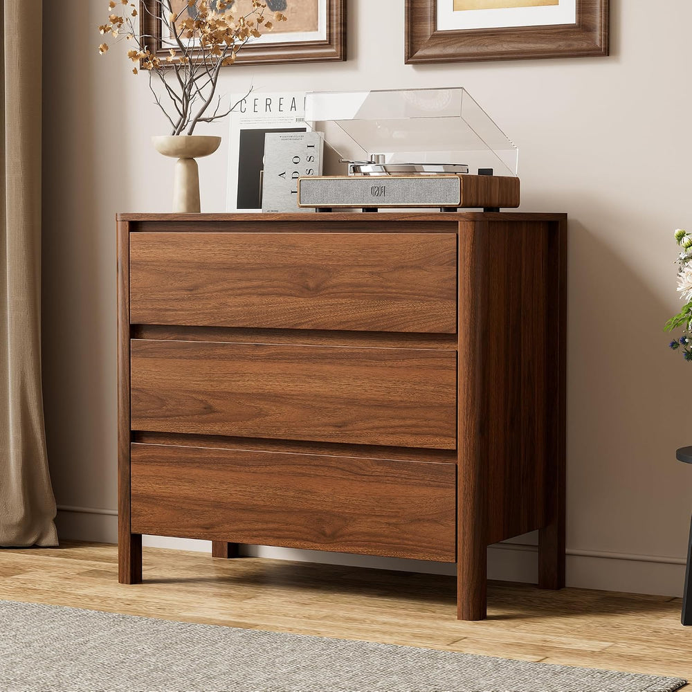 Furniway 31.5" Mid-Century Modern Dresser for Bedroom, 3 Drawer Small Ch...