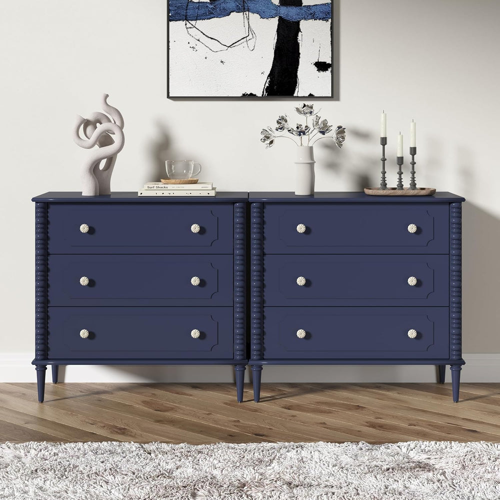 3 Drawer Dresser for Bedroom, 32" Wide Chest of Drawers, Blue