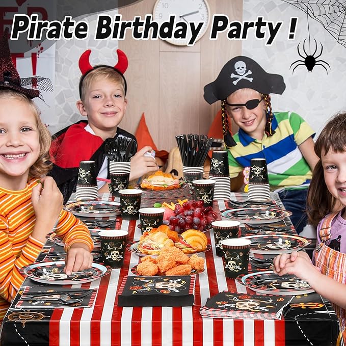 452 Pcs Pirate Party Supplies Decorations for 50 Guests, Pirate Treasure Them...
