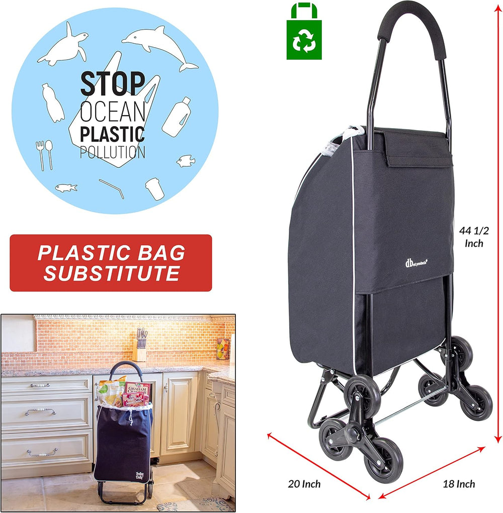 dbest Products Trolley Dolly Sport Stair Climber – Foldable Grocery Cart on W...