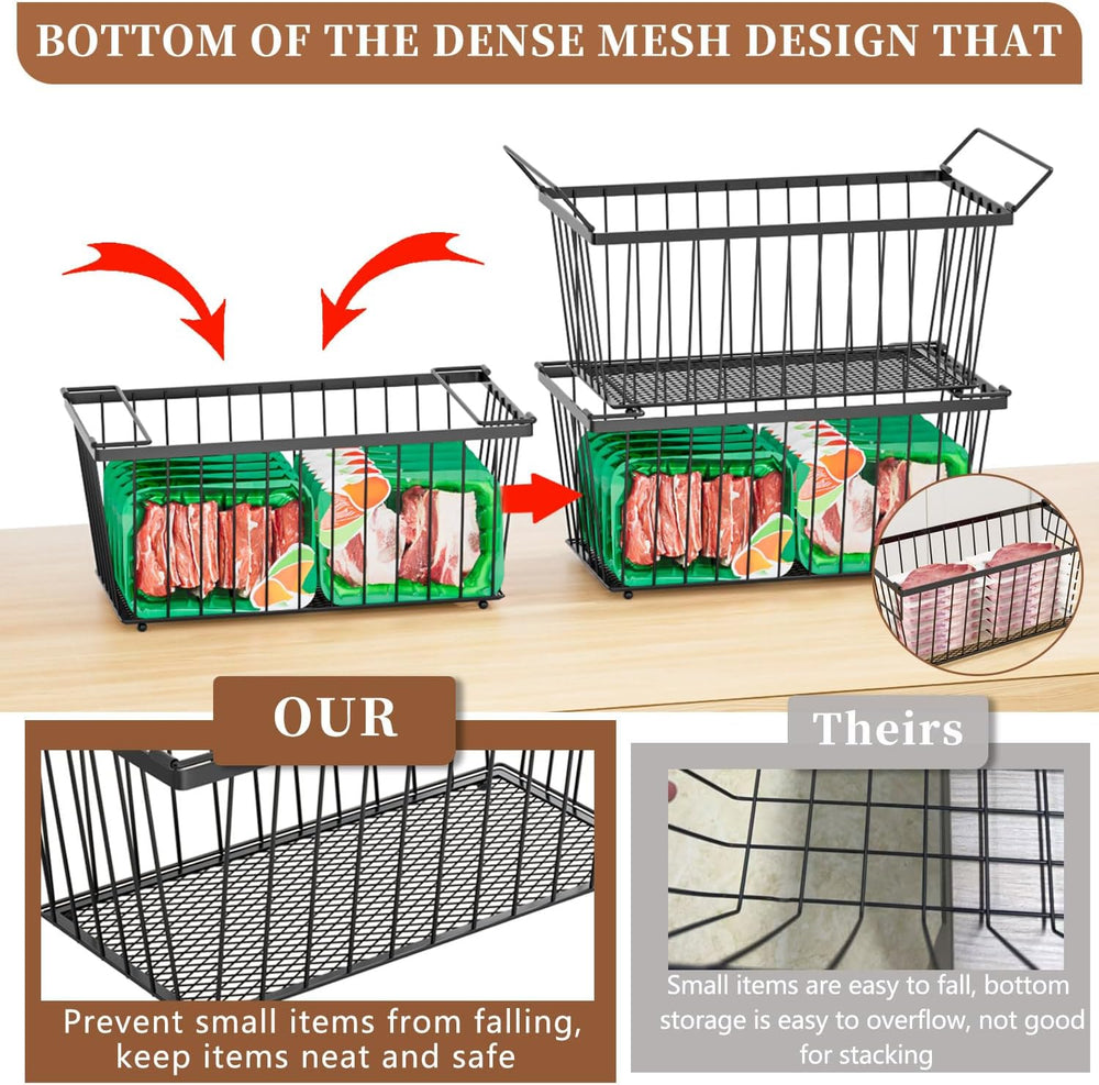 Enhanced Leak-Proof Bottom, Freezer Organizer Bins for 7 Cu.Ft,6 Pack