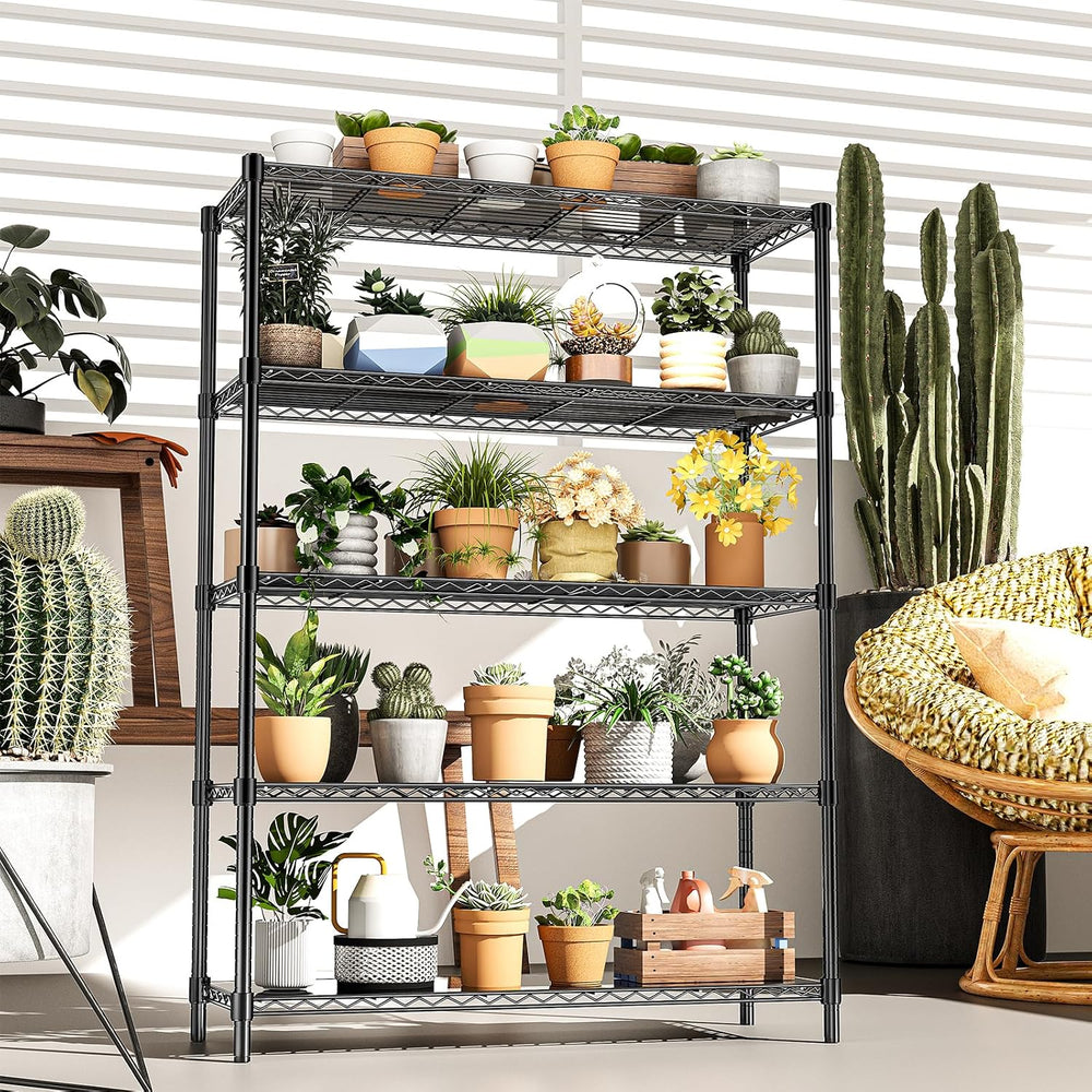 48" W Garage Shelving 1875LBS Heavy Duty Wire Shelving Unit, Metal 5-Tie...