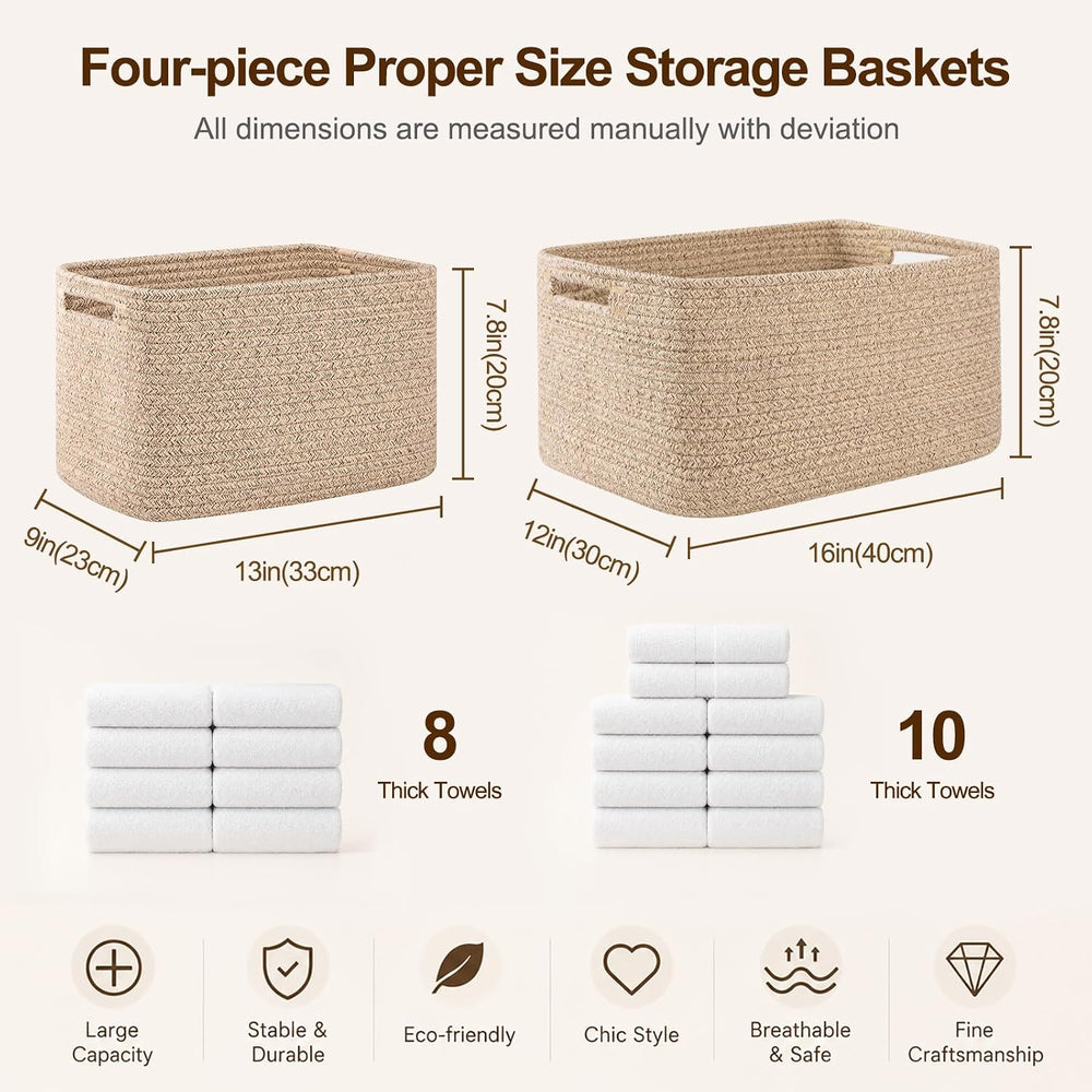 OIAHOMY 4 Pack Storage Baskets for Organizing 24L Cube Storage Bins Black