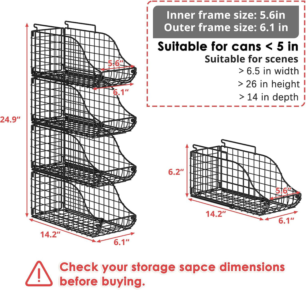 Sonyabecca 4-Pack Stackable Can Rack Organizer for Kitchen Pantry