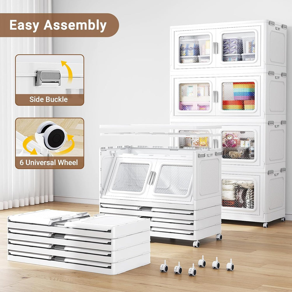 BROVIEW 660 Qt Extra Large Stackable Storage Bin with Lid, 3 Pack White