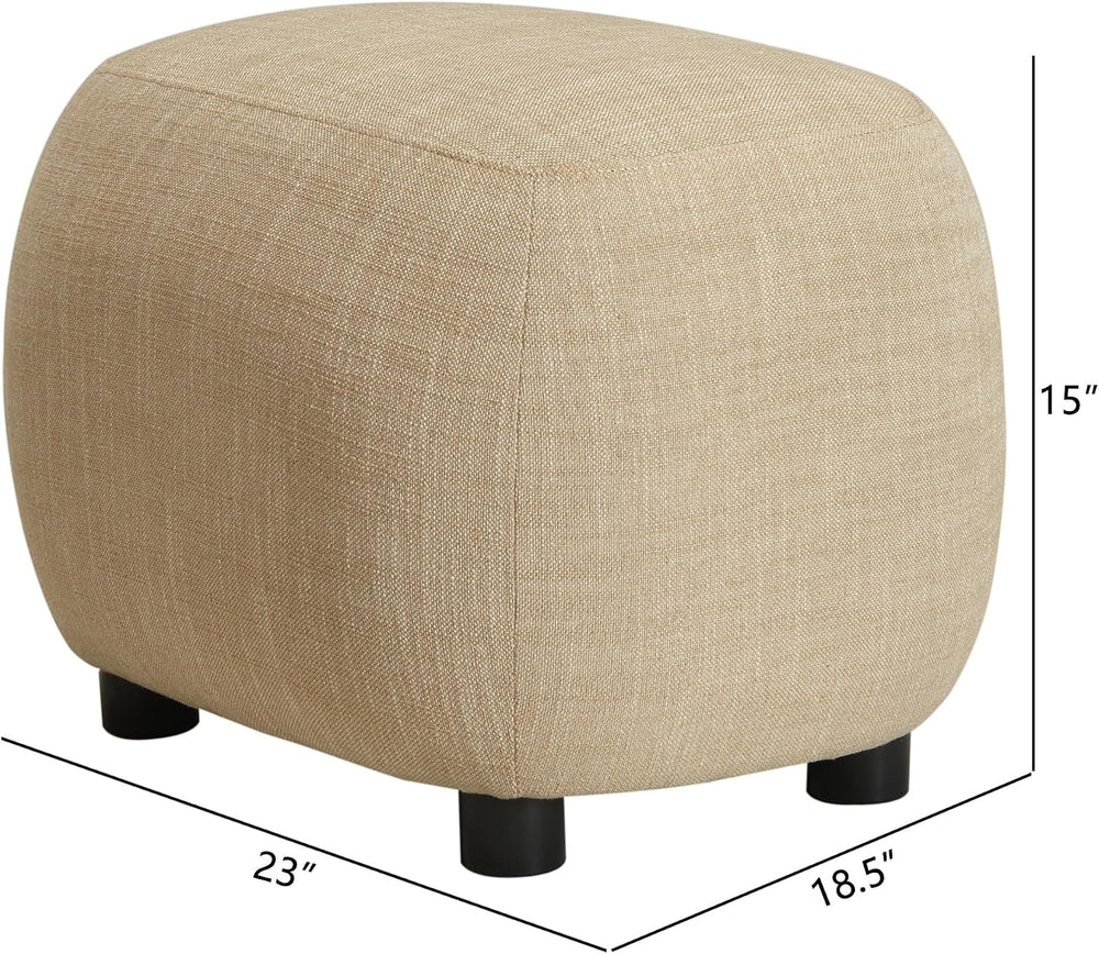 KINWELL 23" Wide Linen Blend Upholstered Ottoman Set of 2, Wheat