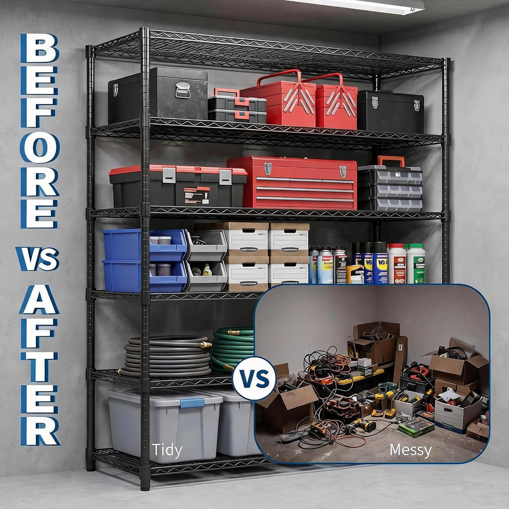 Garvee 6-Tier Wire Shelving 3840LBS Heavy Duty Storage Shelves Garage Rack