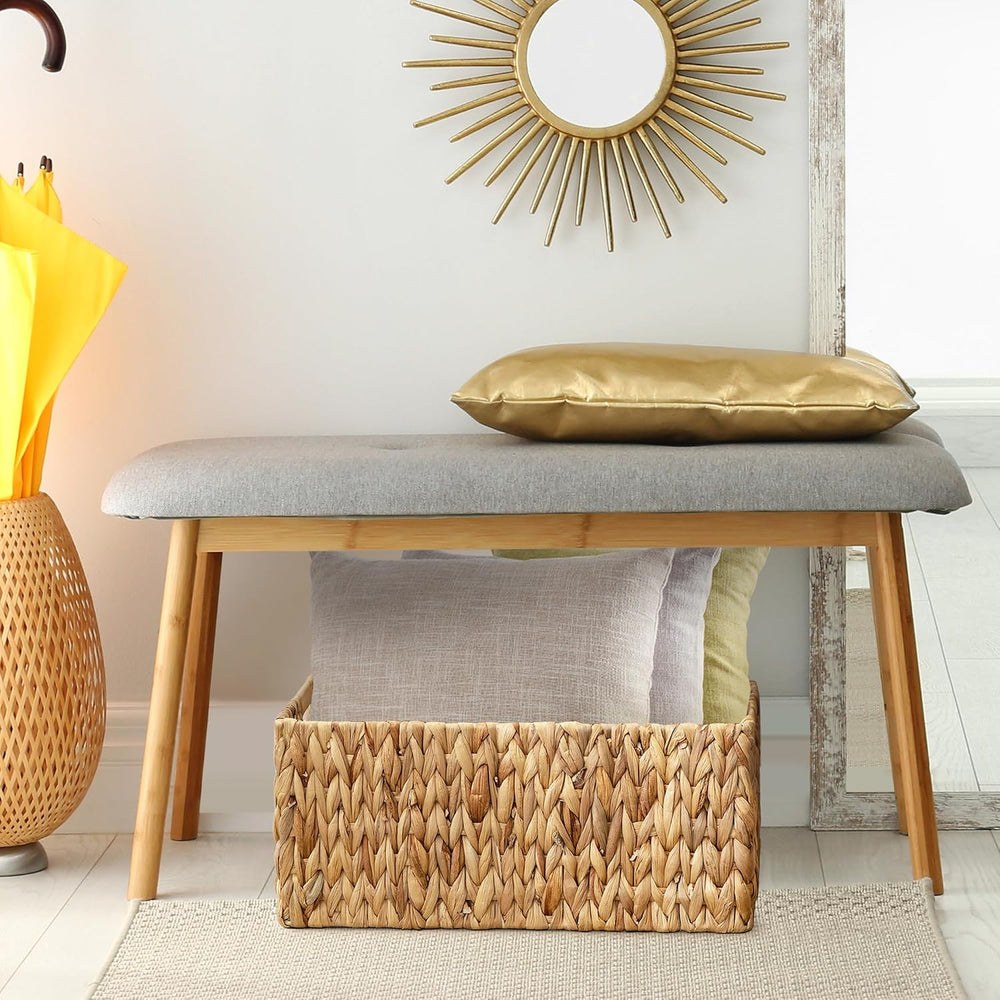 Jumbo Wicker Basket for Orgainzing, Extra Large Rectangular Water Hyacinth St...