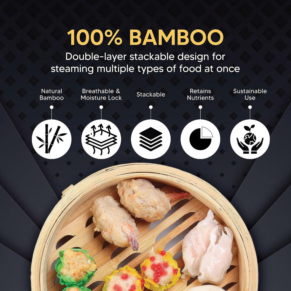 Helen's Asian Kitchen Bamboo Food Steamer with Lid - 100% Natural Bamboo ...