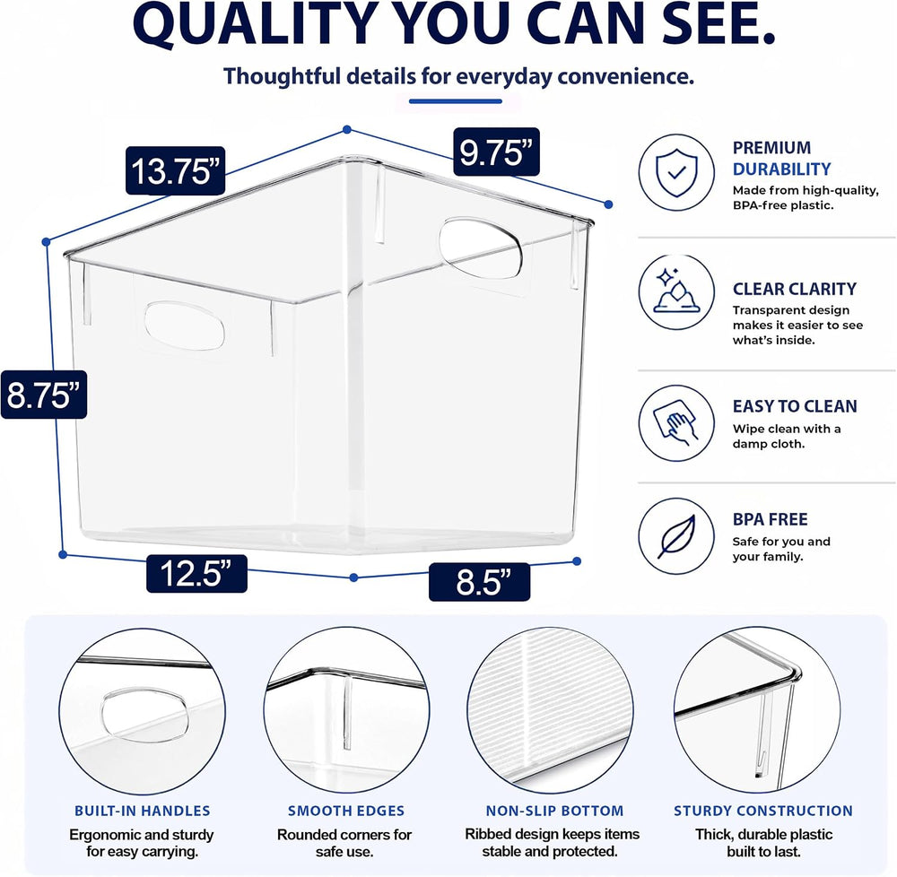 Sorbus Clear Storage Bins for Cube Shelves & Closets (Extra Large, 4 Pack)