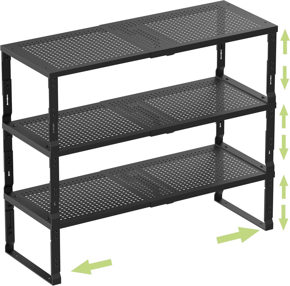 Heavy-Duty Adjustable Metal Shelf Organizer - Expandable & Stackable Pant...