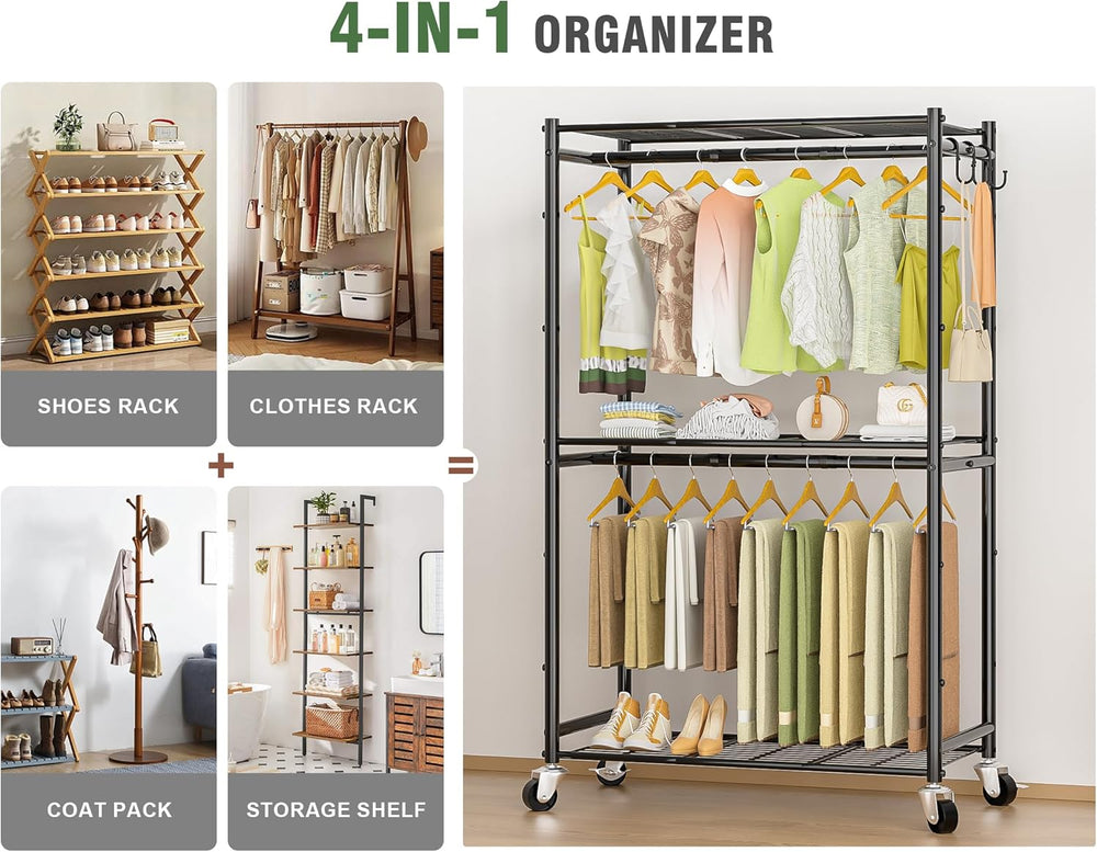 Neatrays Rolling Clothes Rack for Hanging Clothes, 47.2"x 11.8"x 79...