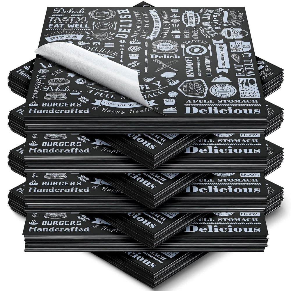 Outus 600 Pcs 12 x 12 Inch Deli Wax Paper Sheets, Black