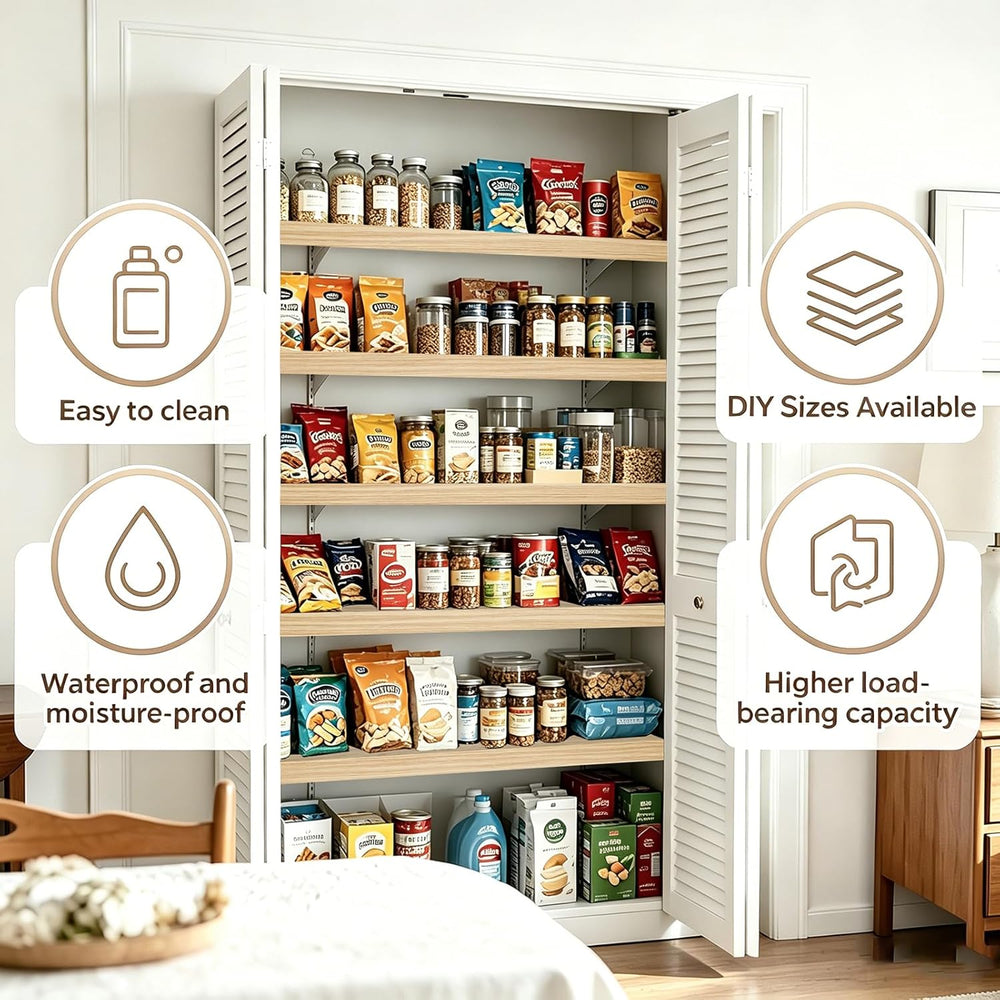 5 PCS Wire Shelf Covers PVC 16x9x3 inch for Pantry (Wood Color)