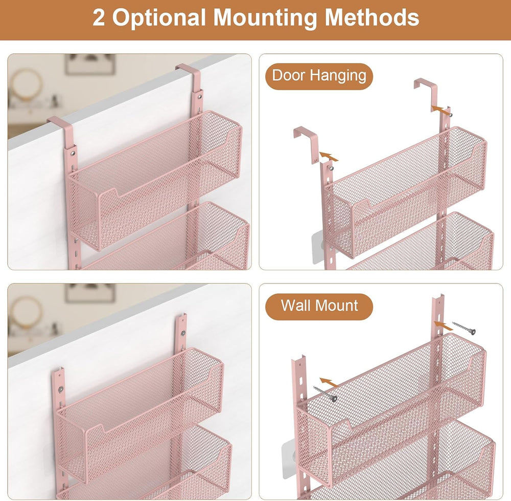 VyGrow Over The Door Organizer, Metal Door Organizer Hanging with 5 Adjustabl...