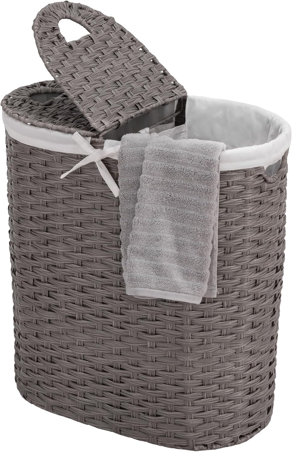 Seville Classics Premium Handwoven Portable Laundry Bin Basket with Carrying ...