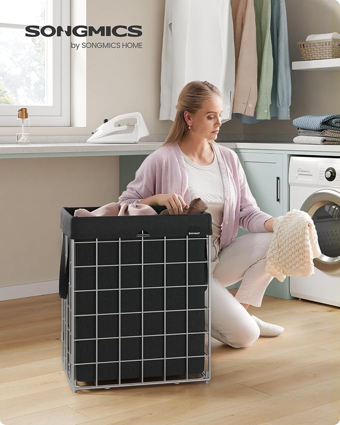 SONGMICS Laundry Hamper, 23.8 Gal. Laundry Basket, Collapsible Clothes Hamper