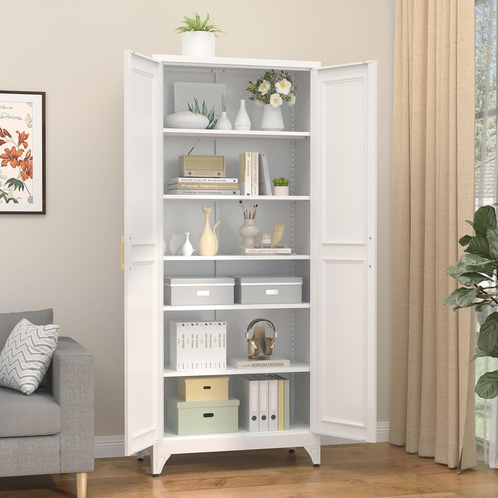 75”Metal Pantry Storage Cabinet with Doors & 5 Adjustable Shelves